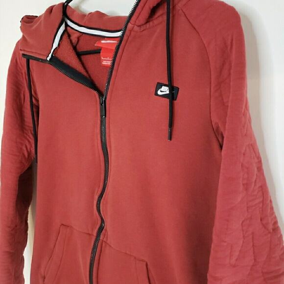 Nike Full Zip Hooded Pocket Sweatshirt Womens Small Red 0433 - Picture 2 of 12